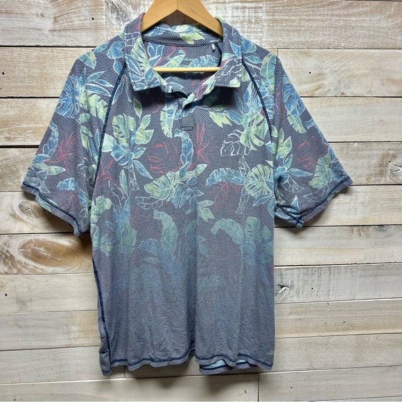 Tommy Bahama Boardwalk Fade IslandZone Polo Shirt Mens XXL Blue Tropical - Picture 3 of 8